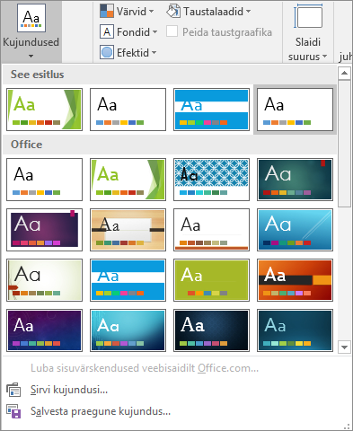 PowerPointi juhtslaidi kujundussuvandite pilt