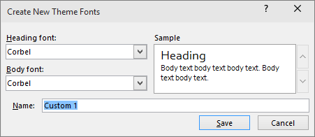 Powerpointi kohandatud fontide dialoogiboks