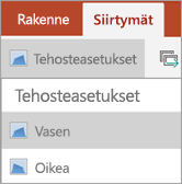 Tehosteasetukset