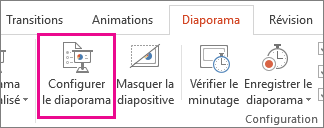 Bouton Paramètres du diaporama