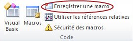 Commande Enregistrer une macro du groupe Code de l’onglet Développeur