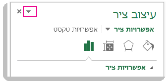 החלק העליון של חלונית 'עיצוב ציר' שהסוגר הזוויתי מסומן בה