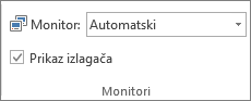 Grupe monitora na kartici Dijaprojekcija