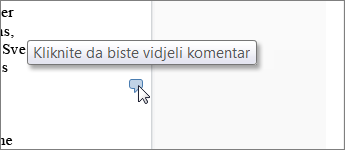 Slika oblačića komentara u web-aplikaciji Word Web App