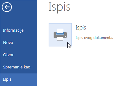 Gumb Ispiši kao PDF u web-aplikaciji Word Online
