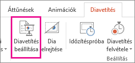 A Diavetítés beállítása gomb