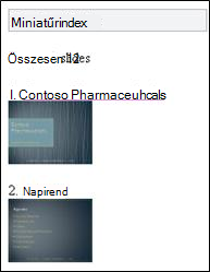 Miniatűrindex a PowerPoint mobil megjelenítőjében