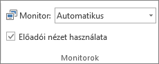 A Monitorok csoport a Diavetítés lapon