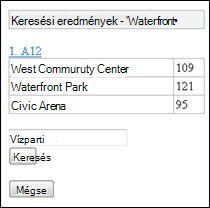 Keresési eredmények az Excel mobil megjelenítőjében