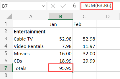 Webes Excel AutoSzum képlete