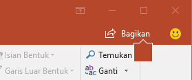 Tombol Bagikan pada pita di PowerPoint 2016