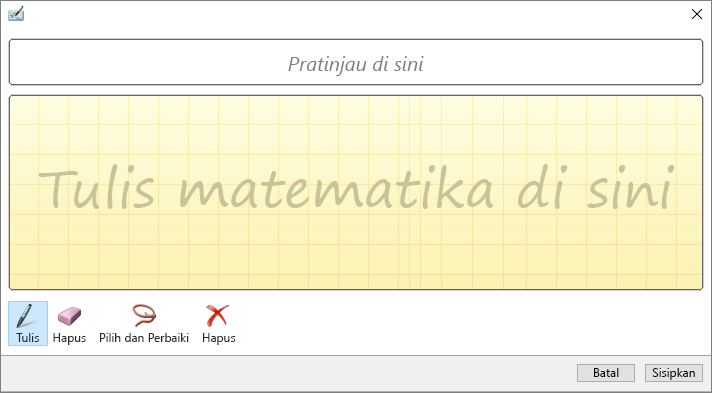 Memperlihatkan panel persamaan tinta di Word