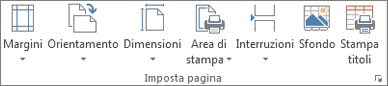 Gruppo Imposta pagina nella scheda Layout di pagina