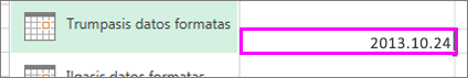 trumpasis datos formatas