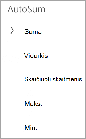 "Android" planšetinio kompiuterio "Excel" suma