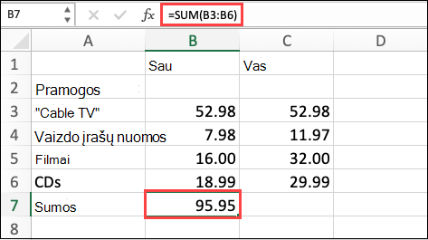 macOS automatinės sudėties formulė