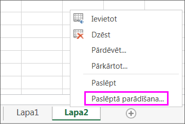 Ar peles labo pogu noklikšķiniet uz jebkuras lapas cilnes, lai pārbaudītu, vai nav slēptu darblapu.