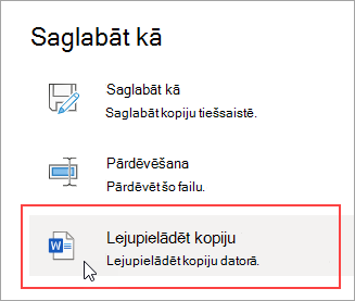 Saglabāt kā — lejupielādēt kopiju