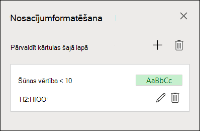 Attēls, kurā redzama nosacījumformatēšanas kārtulas rediģēšanas 2. darbība