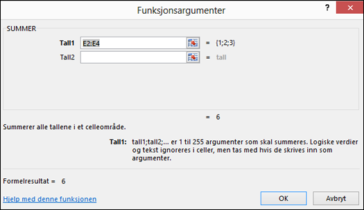 Veiviser for Excel-funksjon