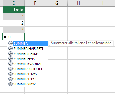 Autofullfør Excel-formel