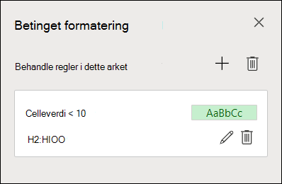 Bilde som viser trinn 2 for å redigere en regel for betinget formatering