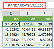 RANDARRAY function with Min, Max & Decimal arguments