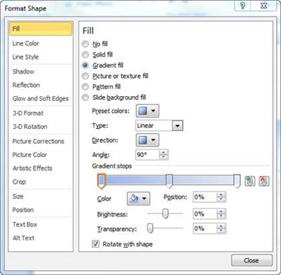 Format Shape dialog box