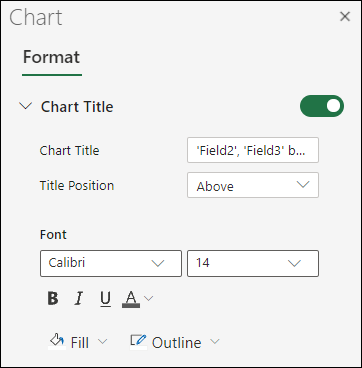 Chart Title Options for Excel on the web