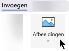 Selecteer op het tabblad Invoegen van het lint de optie Invoegen en selecteer vervolgens Afbeeldingen.