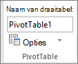 Opties voor draaitabel op het lint