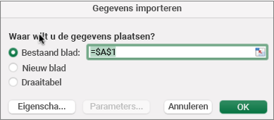 Het dialoogvenster Gegevens importeren dat wordt gebruikt om de gegevens te zoeken