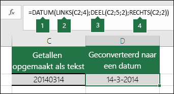 Teksttekenreeksen en getallen converteren naar datums