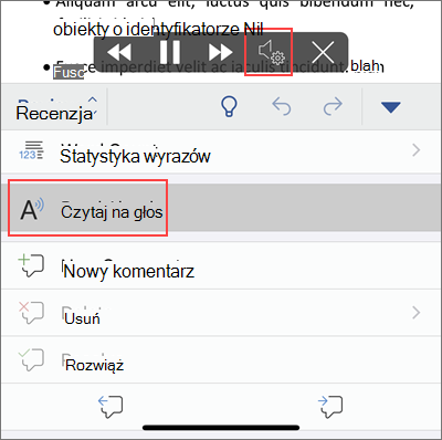 Naciśnij pozycję Czytaj na głos