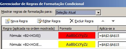 Regras de Formatação Condicional