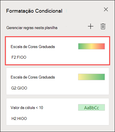 Formatação de escala de três cores