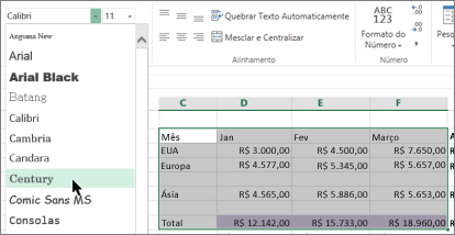 escolha outro estilo de fonte