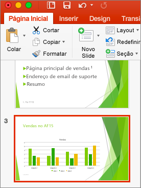 Mostra um slide selecionado no painel de miniaturas no PowerPoint 2016 para Mac