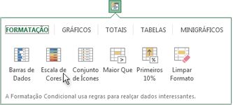 Guia Formatação na galeria de Análise Rápida