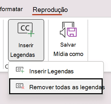 Remova todas as legendas de um vídeo no PowerPoint.