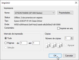 Clique em OK para imprimir