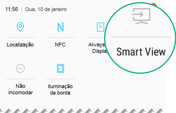 Em Configurações Rápidas, procure o Smart View e toque nele para abri-lo