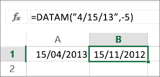 Subtrair meses de uma data