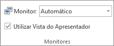 Grupo Monitores no separador Apresentação de Diapositivos