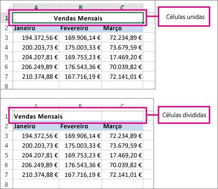 Antes e depois da anulação da união de células