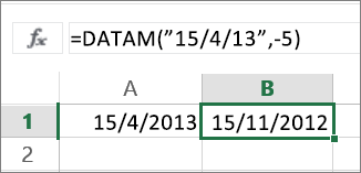 Subtrair meses a uma data