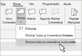 Eliminar todos os comentários