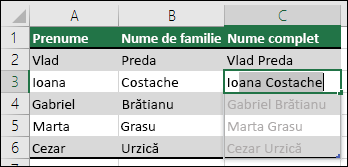 Concatenarea datelor cu Umplere instant