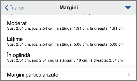 Afișează opțiunile de margini