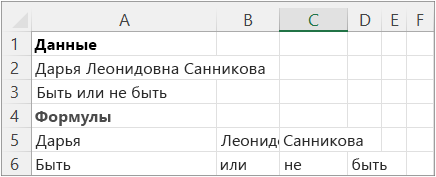 Разделяет имя и фразу пробелом